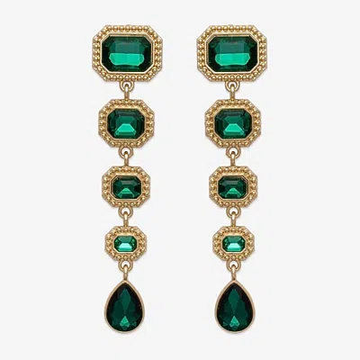 Bijoux Bar Womens Glass Drop Earrings In Green