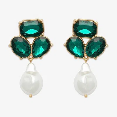 Bijoux Bar Womens Glass Drop Earrings In Green