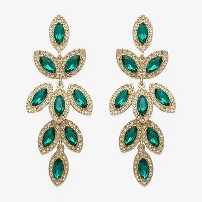 Bijoux Bar Womens Glass Drop Earrings In Green
