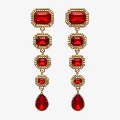 Bijoux Bar Womens Glass Drop Earrings In Red