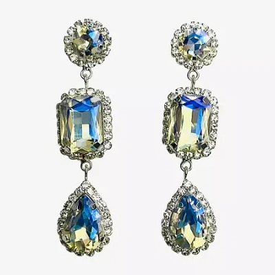 Bijoux Bar Womens Glass Drop Earrings In Silver
