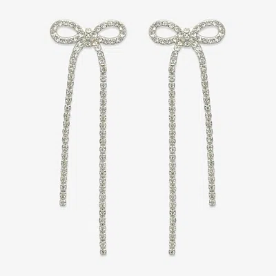Bijoux Bar Womens Glass Drop Earrings In Silver