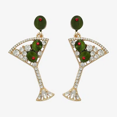 Bijoux Bar Womens Glass Drop Earrings In Yellow