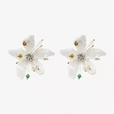 Bijoux Bar Womens Glass Flower Drop Earrings In Multi
