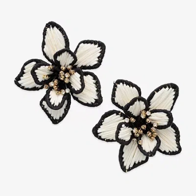 Bijoux Bar Womens Glass Flower Drop Earrings In Multi