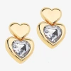 Bijoux Bar Womens Glass Heart Drop Earrings In Yellow