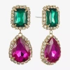 Bijoux Bar Womens Glass Hypoallergenic Drop Earrings In Red