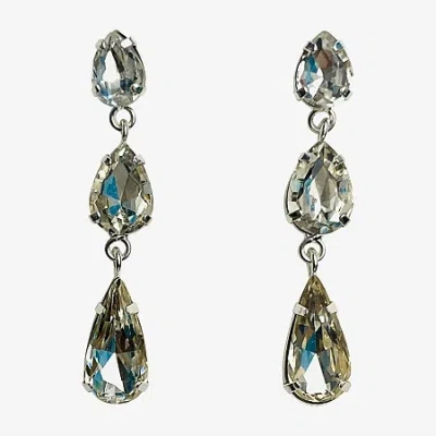 Bijoux Bar Womens Glass Pear Drop Earrings In Silver