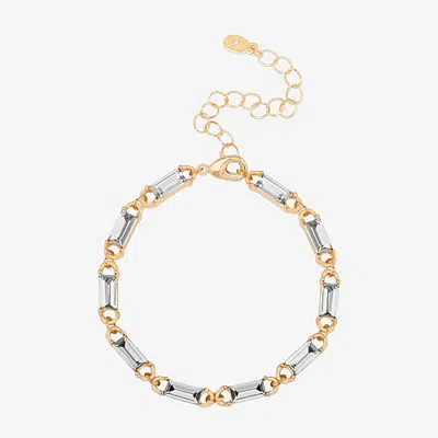 Bijoux Bar Womens Glass Rectangular 7 Inch Tennis Bracelet In Yellow