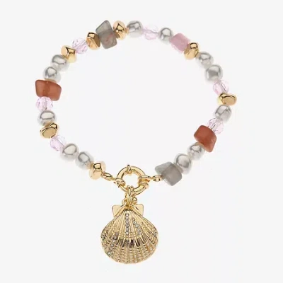 Bijoux Bar Womens Glass Stretch Bracelet In Gold