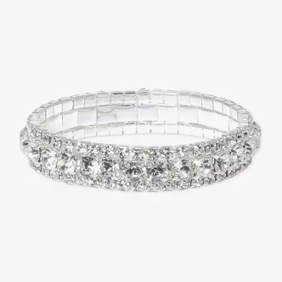 Bijoux Bar Womens Glass Stretch Bracelet In Silver