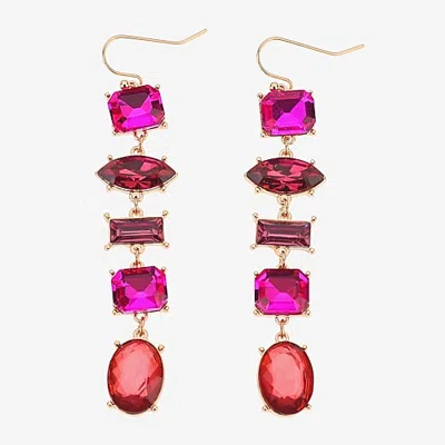 Bijoux Bar Womens Gray Glass Drop Earrings In Pink