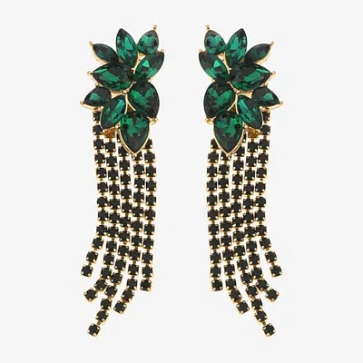 Bijoux Bar Womens Green Glass Drop Earrings In Yellow