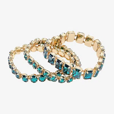 Bijoux Bar Womens Green Glass Stretch Bracelet