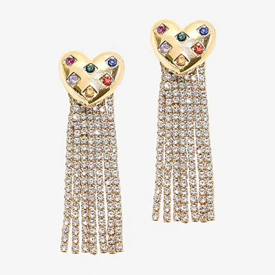 Bijoux Bar Womens Heart Drop Earrings In Yellow