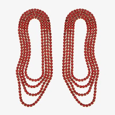 Bijoux Bar Womens Red Glass Round Drop Earrings In Yellow