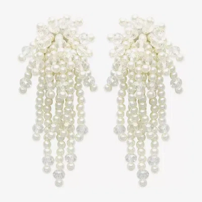 Bijoux Bar Womens Simulated Pearl Drop Earrings In White