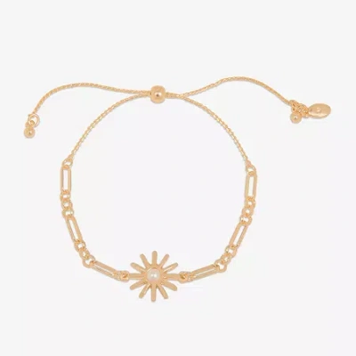 Bijoux Bar Womens Stainless Steel 7.5 Inch Solid Link Round Chain Bracelet In Yellow