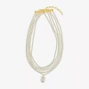 Bijoux Bar Womens White Glass 10k Gold Over Brass Hypoallergenic 16 Inch Strand Necklace In Yellow