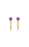 Bijules 14k Yellow Gold Compass Ear Cuffs W/ Purple Sapphires & Diamond Pave