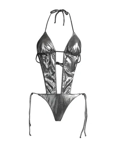 Biki Branz Bikini Woman One-piece Swimsuit Silver Size M/l Polyamide, Elastane In Gray