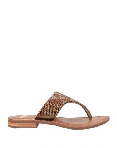Bikini Mi.ma. Bikini Mi. Ma. Woman Thong Sandal Brown Size 6 Leather, Textile Fibers