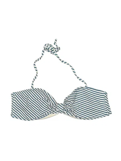 Pre-owned Bikini Thief Swimsuit Top Blue Stripes Pattern Swimwear