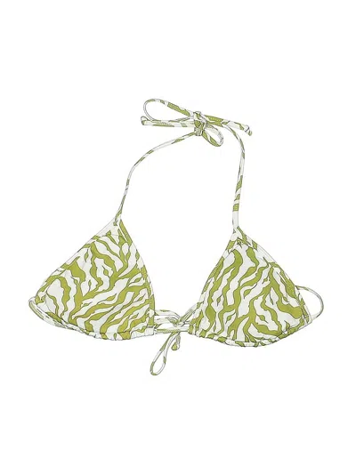 Pre-owned Bikini Thief Swimsuit Top Green Animal Print Pattern Swimwear