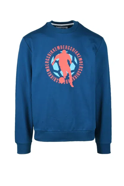 Bikkembergs Blue Graphic Stretch Sweatshirt