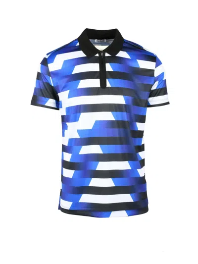 Bikkembergs Blue Polyester Geometric Polo Shirt