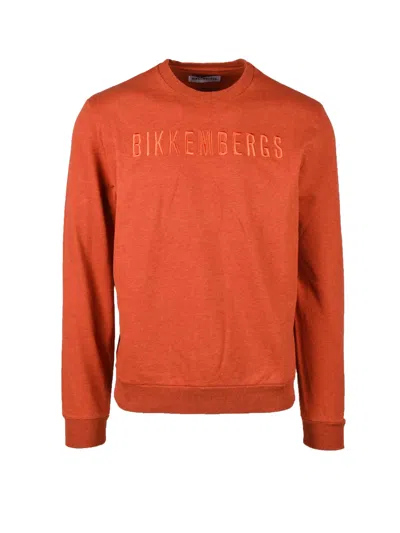 Bikkembergs Brown Cotton Crewneck Sweatshirt In Orange