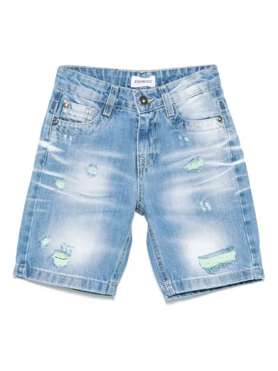 Bikkembergs Kids' Denim Shorts In Blue