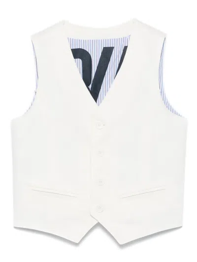 Bikkembergs Kids' Embroidered-logo Waiscoat In White