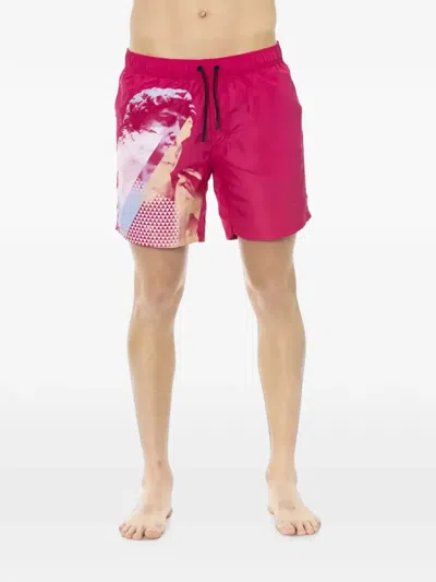 Bikkembergs Graphic-print Drawstring Swim Shorts In Pink