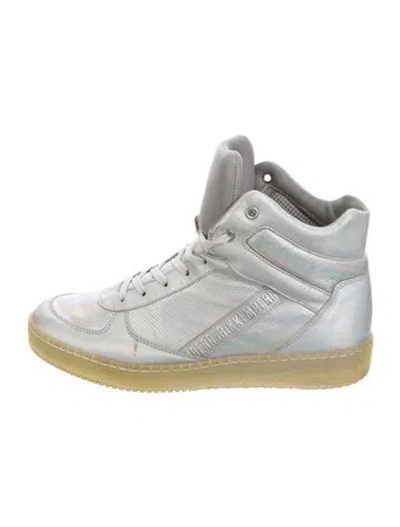 Pre-owned Bikkembergs Leather Patterned Sneakers In Grey
