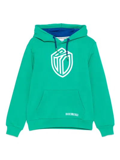 Bikkembergs Kids' Logo-print Hoodie In Green