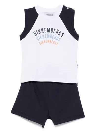 Bikkembergs Babies' Logo-print Tank Top And Shorts Set In Blue