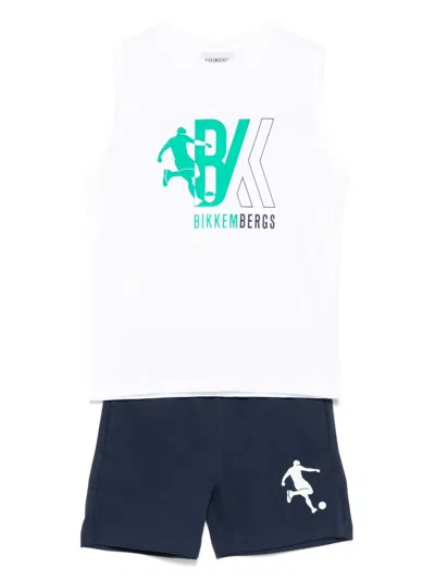 Bikkembergs Kids' Logo-print Tank Top And Shorts Set In White