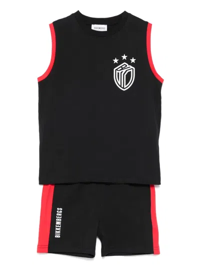 Bikkembergs Kids' Logo-print Tank Top And Shorts Set In Black