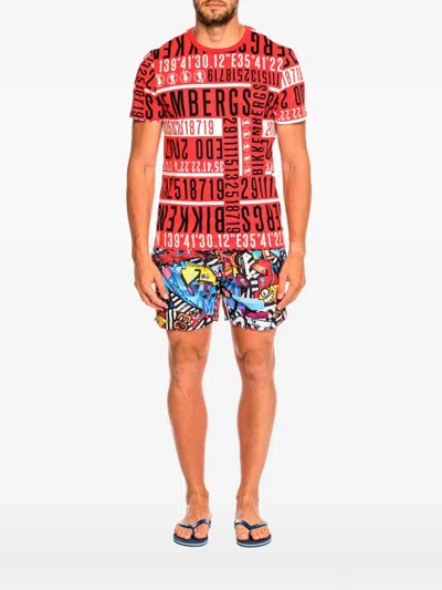 Bikkembergs Logo-print Cotton T-shirt In Red