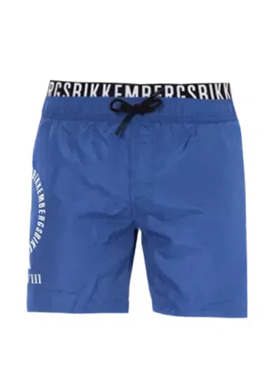 Bikkembergs Logo-print Drawstring Swim Shorts In Blue
