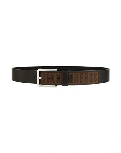 Bikkembergs Man Belt Black Size 45.5 Calfskin