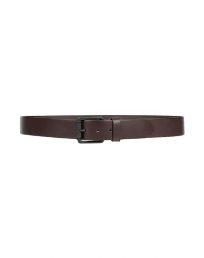 Bikkembergs Man Belt Dark Brown Size 45.5 Calfskin