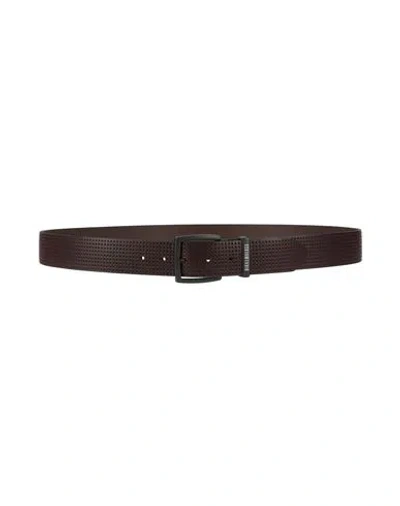 Bikkembergs Man Belt Dark Brown Size 45.5 Calfskin