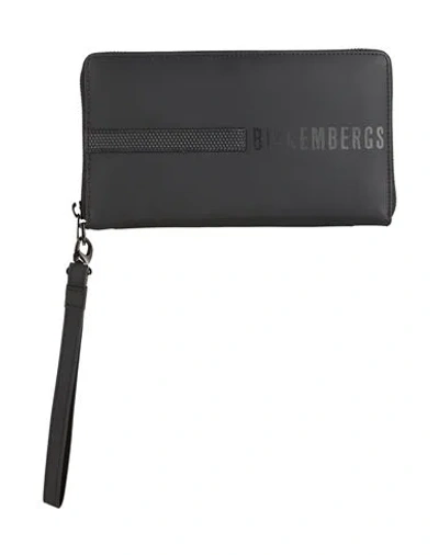 Bikkembergs Man Handbag Charcoal Size - Cow Leather In Gray