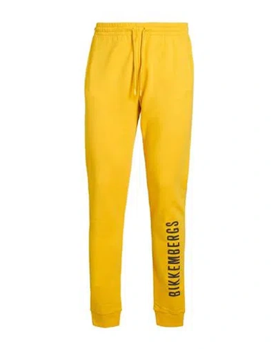 Bikkembergs Man Pants Yellow Size S Cotton, Elastane