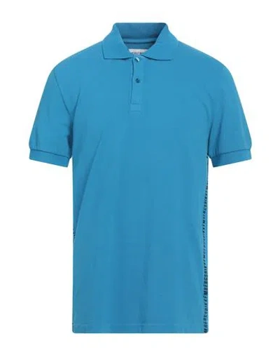 Bikkembergs Man Polo Shirt Azure Size L Cotton In Blue
