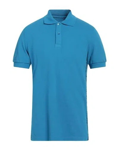 Bikkembergs Man Polo Shirt Azure Size M Cotton In Blue