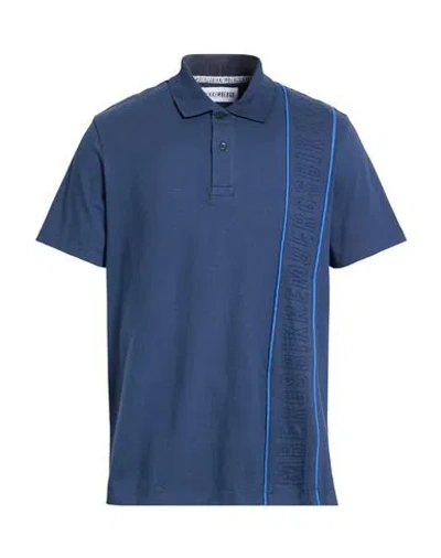 Bikkembergs Man Polo Shirt Charcoal Size L Cotton, Elastane In Blue
