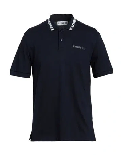 Bikkembergs Man Polo Shirt Midnight Blue Size 36 Cotton, Elastane